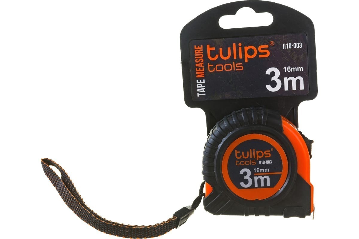 Рулетка Tulips tools с фиксатором, 3 м/16 мм