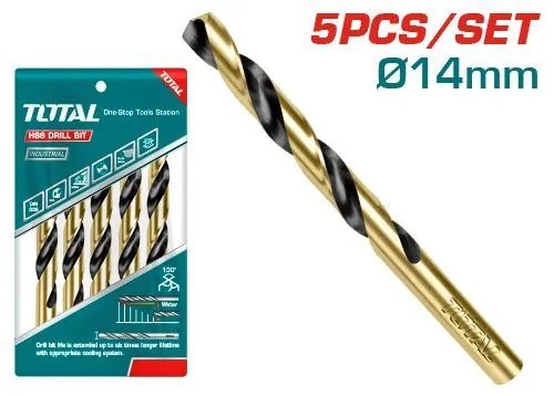 Сверло по металлу 14,0мм x108x160мм, сталь HSS TOTAL TAC101403